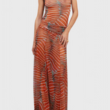 סט רטרו של סילבינה עם הדפס גל וקו זורם