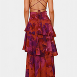 דומניקה שמלת גזה עם מחשוף V ושכבות זורמות