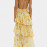 דומניקה שמלת גזה עם מחשוף V ושכבות זורמות