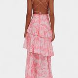 דומניקה שמלת גזה עם מחשוף V ושכבות זורמות